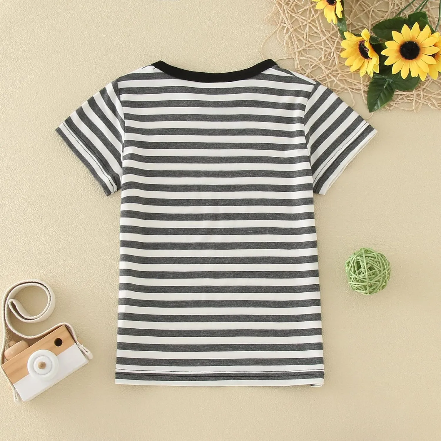 Boys' Short Sleeve Crewneck T-Shirts Top Tee Toddler Boys' Cotton T-Shirt Striped Shirts for Kids O-Neck