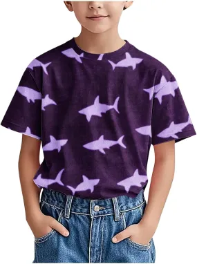 Boys Summer Tops Cute Graphic Print Casual T Shirt Toddler Boys Crew Neck Short Sleeve Shirts for 18 Months-10 Years