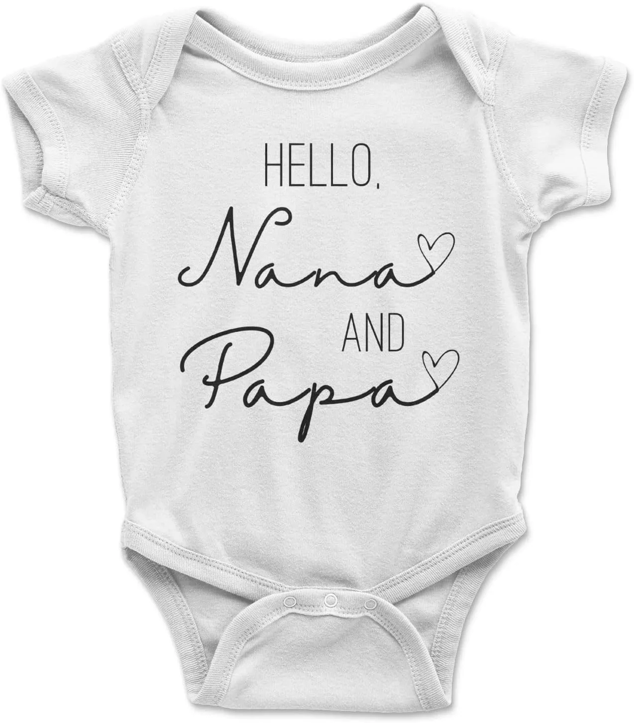 Brain Juice Tees Hello Nana Papa Onesie Baby Boy Clothes Unisex Funny Baby Girl Romper Grandparents Onesie (3-6 Month)