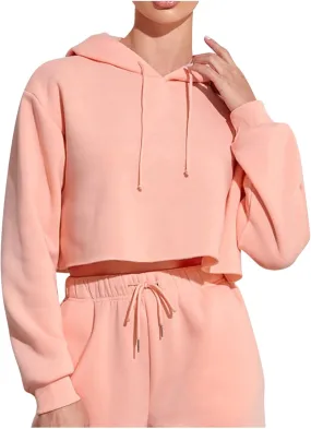 BTDECLAR Womens Casual Cropped Hoodie Fashion Fleece Long Sleeve Crop Tops Drawstring Hooded Pullover Athletic Sweatshirts