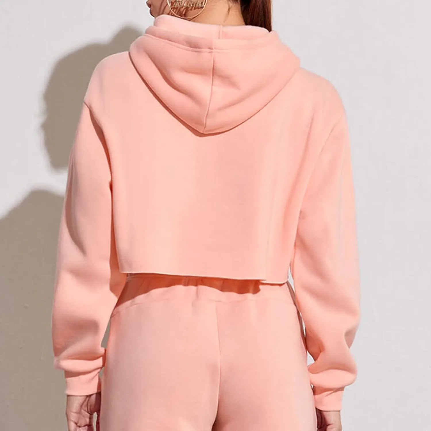 BTDECLAR Womens Casual Cropped Hoodie Fashion Fleece Long Sleeve Crop Tops Drawstring Hooded Pullover Athletic Sweatshirts