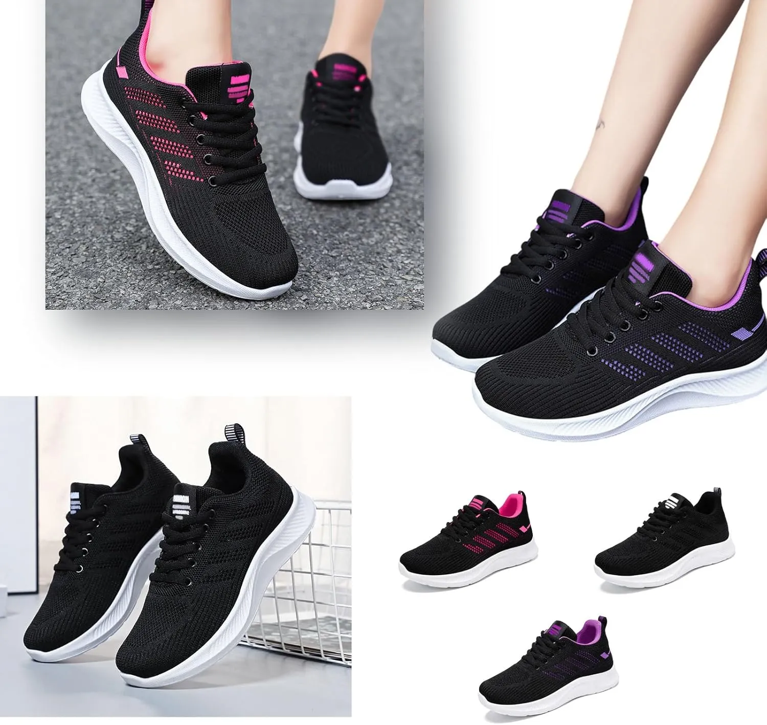 Buhelyc Womens Comfortable Sneakers Mesh Fashion Lightweight Running Shoes Casual Walking Shoes Lace Up Walking Shoes