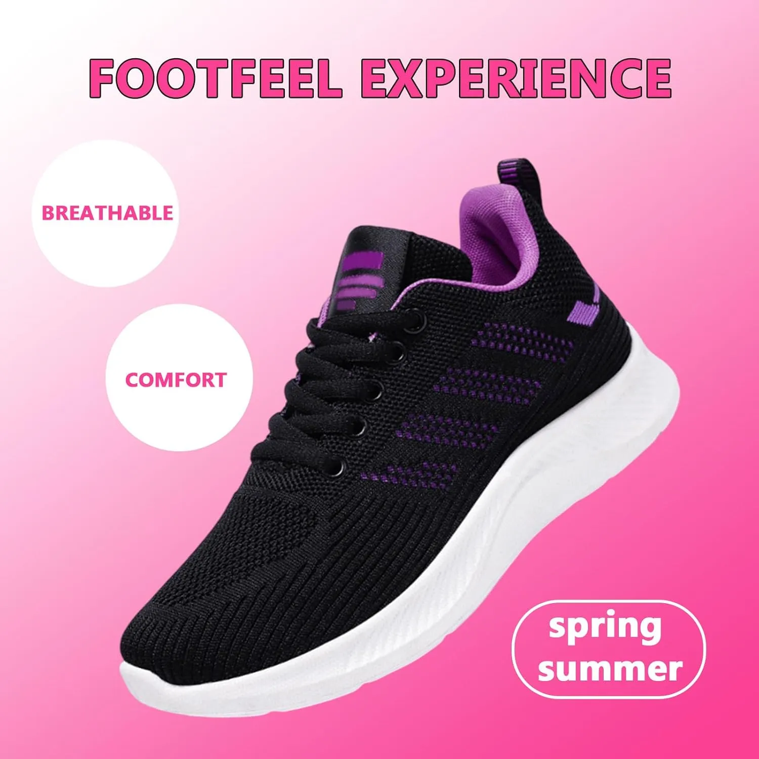 Buhelyc Womens Comfortable Sneakers Mesh Fashion Lightweight Running Shoes Casual Walking Shoes Lace Up Walking Shoes