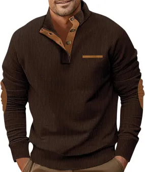 Camo Hoodie Men, Mens Medieval Costume Men'S Quarter Zip Sweaters Standing Collar Corduroy Sweatshirt Long Sleeve Outdoor Buttons Hoodie Shirt Jacket For Men Men'S Denim Jackets(Brown,Medium)
