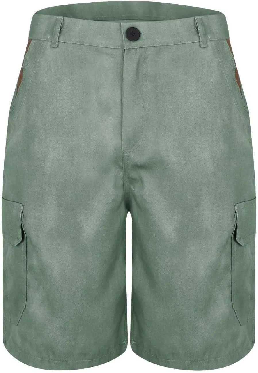 Cargo Shorts for Men Linen Plaid Bermuda Shorts Lightweight Summer Beach Shorts Big and Tall Casual Loose Fit Shorts