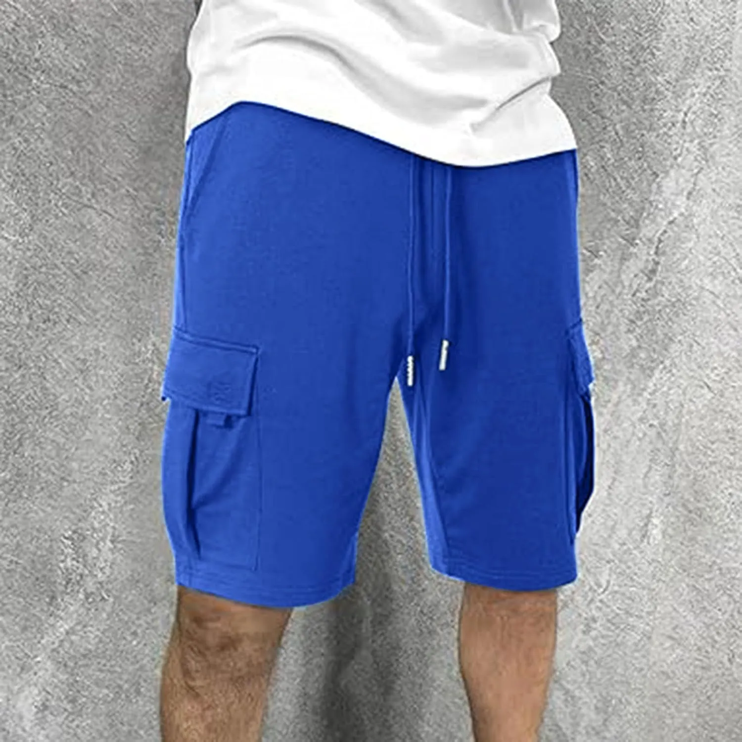 Cargo Shorts for Men Stretch Drawstring Work Shorts Outdoor Hiking Fishing Cargo Shorts Athletic Shorts Pockets