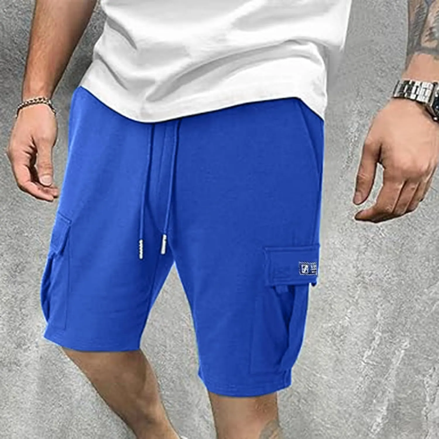 Cargo Shorts for Men Stretch Drawstring Work Shorts Outdoor Hiking Fishing Cargo Shorts Athletic Shorts Pockets