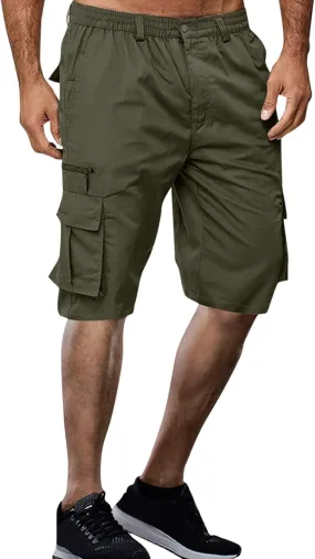 Cargo Shorts for Men Summer Elastic Waist Shorts Lightweight Work Shorts Big and Tall Cargo Shorts with Pockets