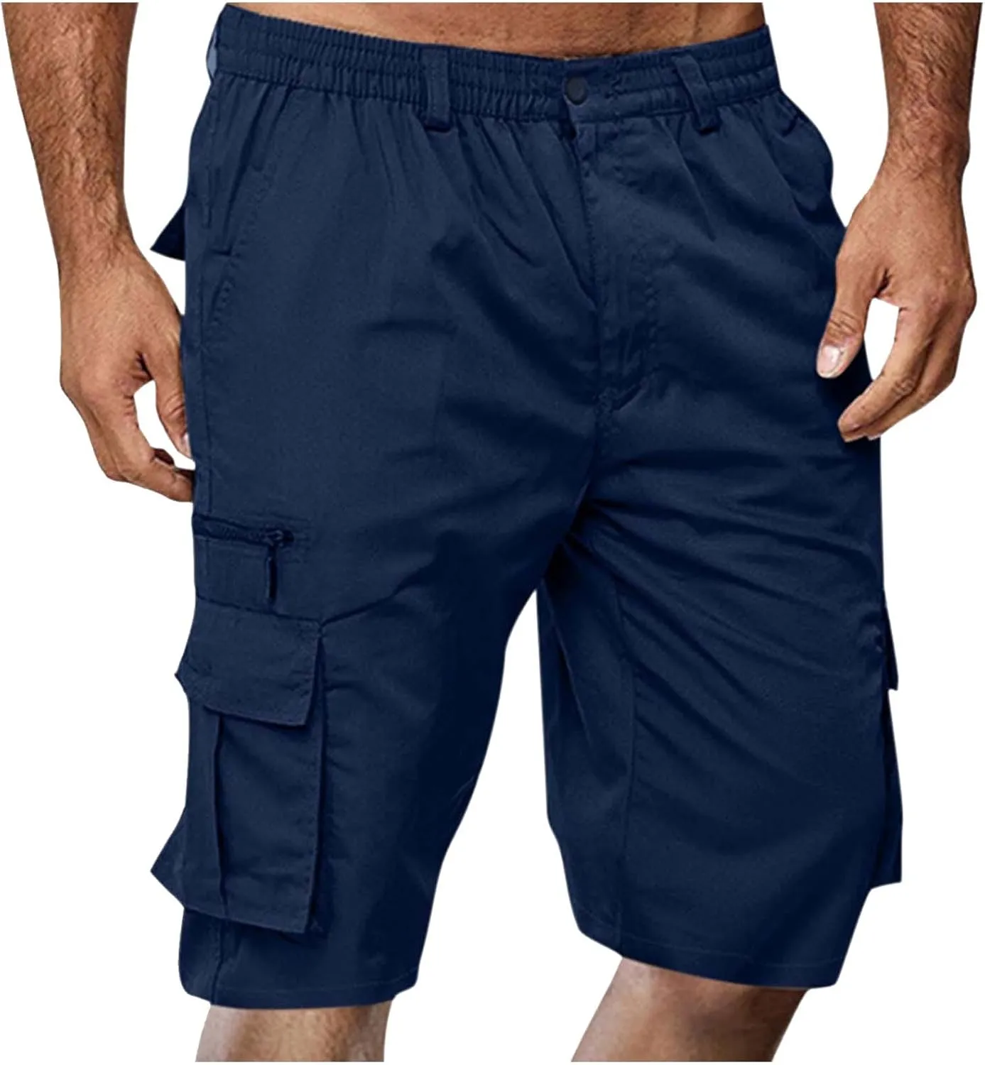 Cargo Shorts for Men Summer Elastic Waist Shorts Lightweight Work Shorts Big and Tall Cargo Shorts with Pockets
