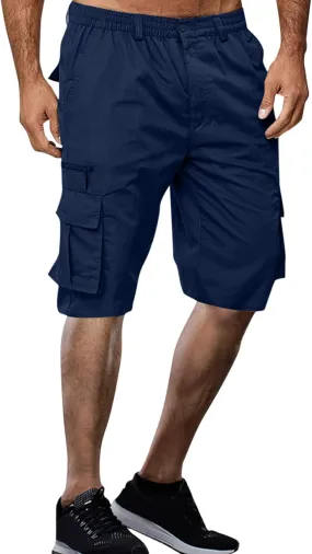 Cargo Shorts for Men Summer Elastic Waist Shorts Lightweight Work Shorts Big and Tall Cargo Shorts with Pockets