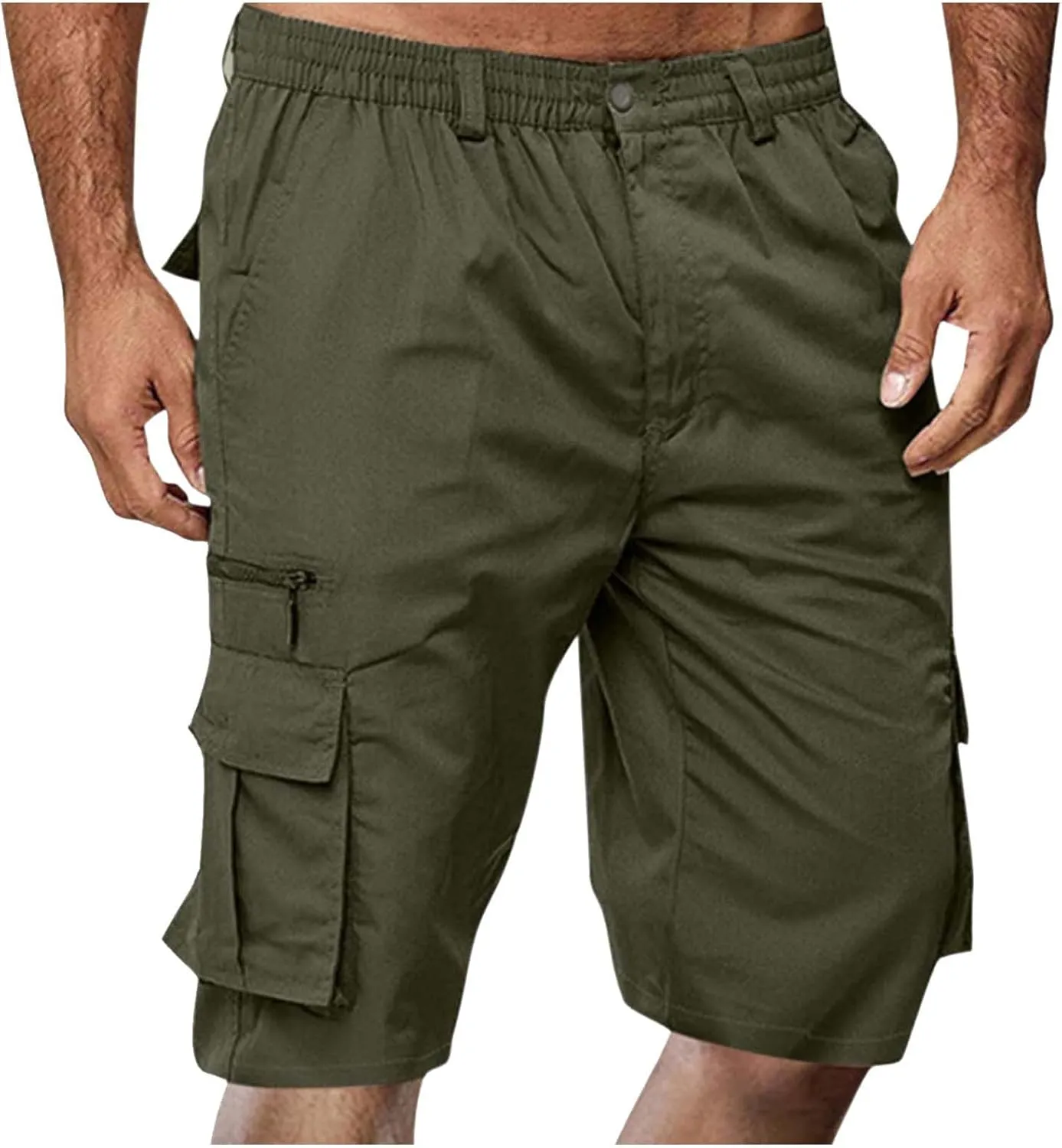 Cargo Shorts for Men Summer Elastic Waist Shorts Lightweight Work Shorts Big and Tall Cargo Shorts with Pockets