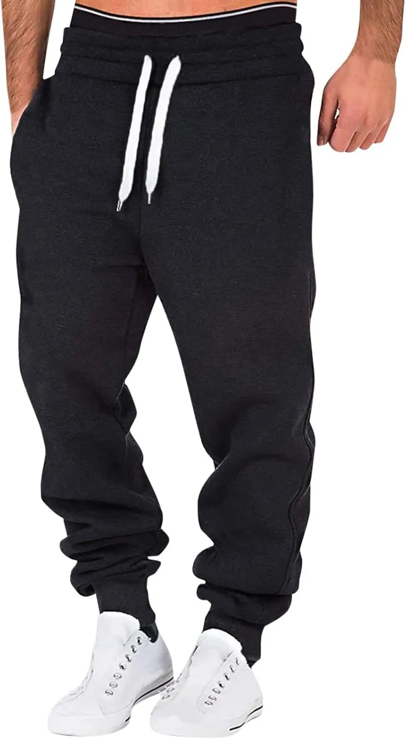 Cargo Sweatpants for Men Big and Tall Pocket Sports Fitness Sweatpants Relaxed-Fit Trousers Mens Cargo Pants Relaxed