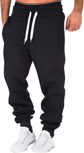 Cargo Sweatpants for Men Big and Tall Pocket Sports Fitness Sweatpants Relaxed-Fit Trousers Mens Cargo Pants Relaxed