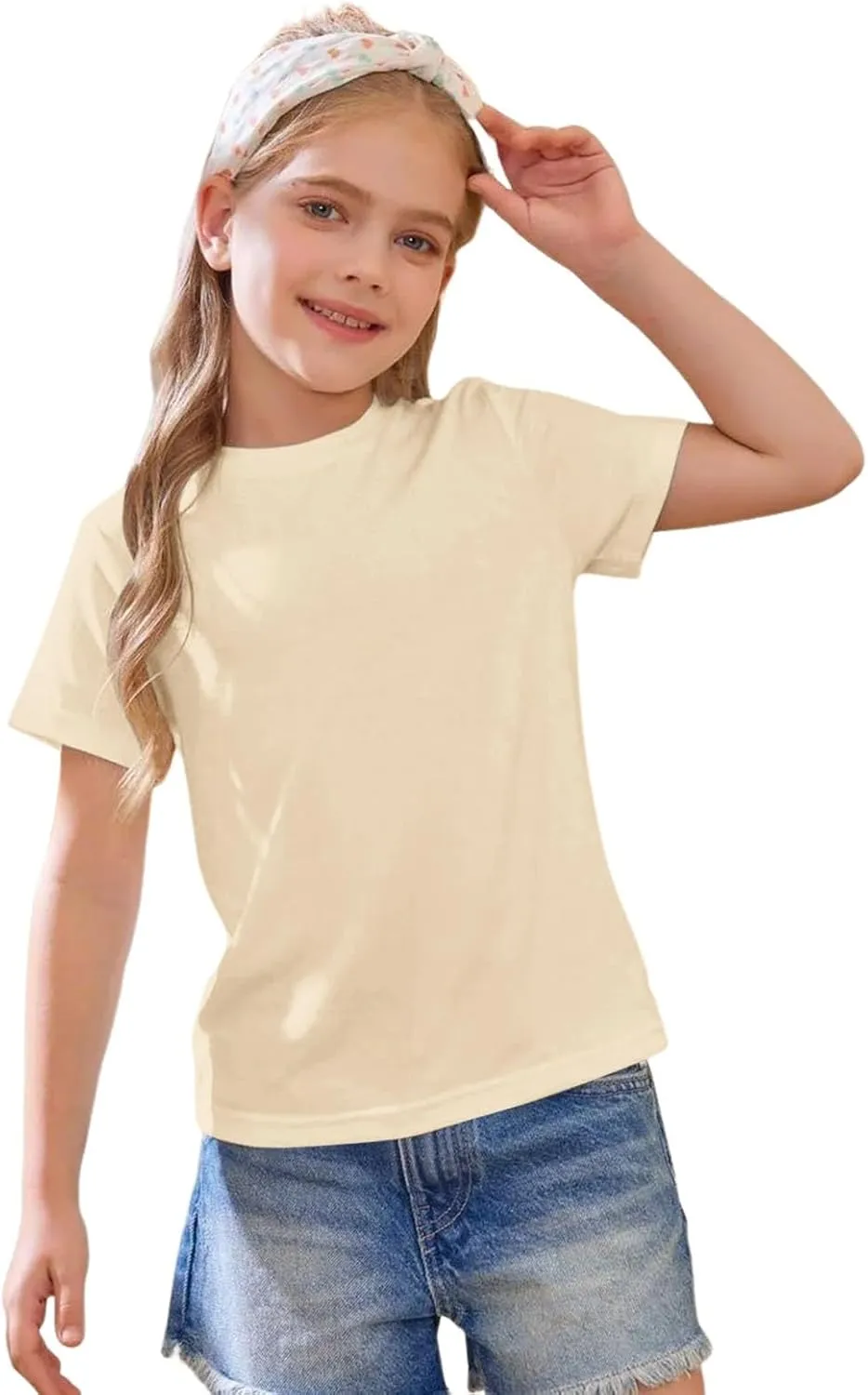 Casual Tees for Kids Girls Boys Short Sleeve Crewneck Shirt Toddler Boys Solid Cotton Basic Girls Golf Shirt