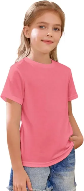 Casual Tees for Kids Girls Boys Short Sleeve Crewneck Shirt Toddler Boys Solid Cotton Basic Girls Golf Shirt