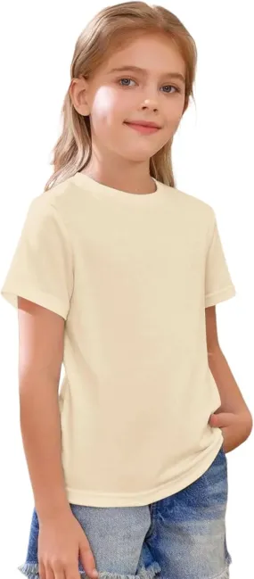 Casual Tees for Kids Girls Boys Short Sleeve Crewneck Shirt Toddler Boys Solid Cotton Basic Girls Golf Shirt