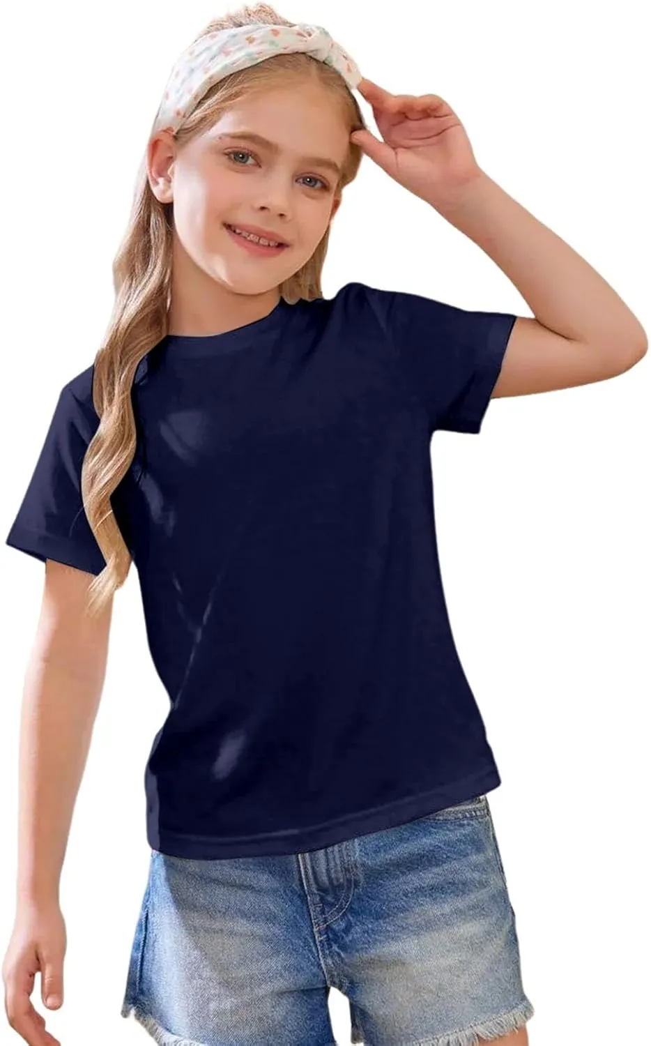 Casual Tees for Kids Girls Boys Short Sleeve Crewneck Shirt Toddler Boys Solid Cotton Basic Girls Golf Shirt