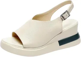 Cathalem Wedge Sandals for Women, Womens Platform Ankle Strap Sandals Open Toe Chunky Sandals Concise Casual Summer Womens Shoes
