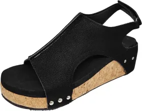Cathalem Womens Sandals 2024,Womens Open Toe Espadrilles Platform Sandals Ankle Strap Low Wedges Walking Slip on Sandals