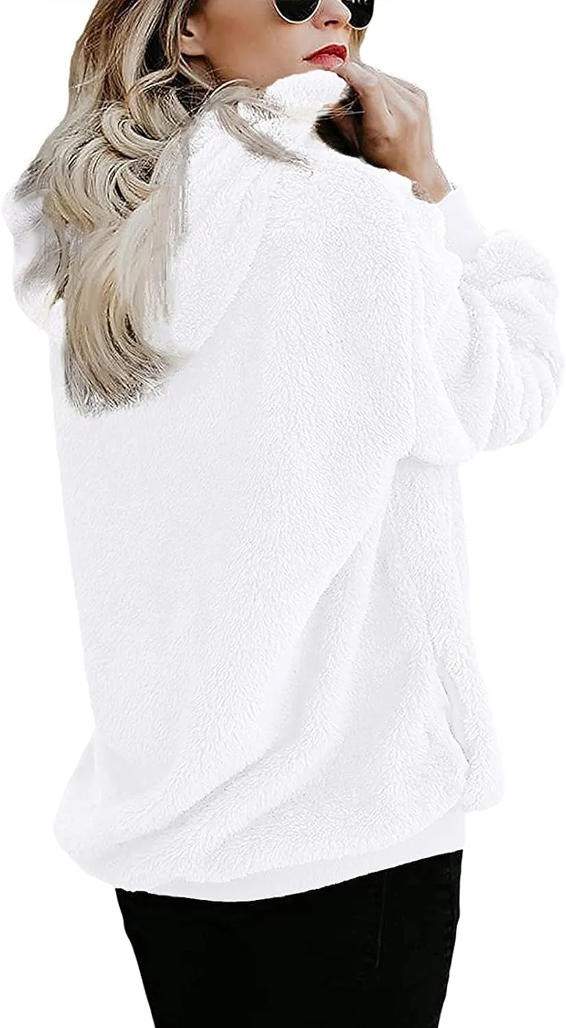 Century Star Womens Fuzzy Hoodies Pullover Sport Hoodie Cozy Oversized Pockets Hooded Sweatshirt Athletic Fleece Hoodies