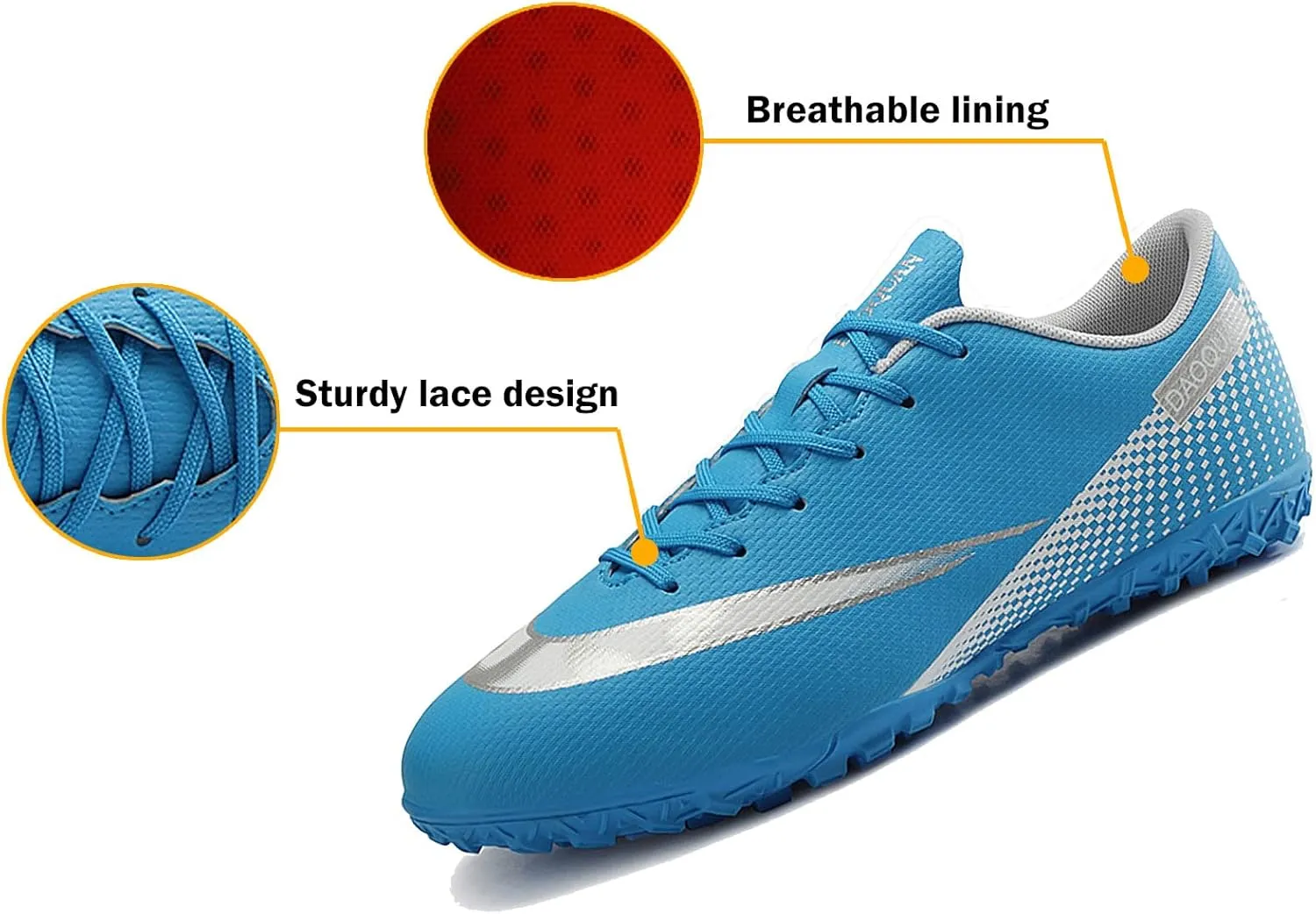 CERYTHRINA Kids Athletic Soccer Shoes Boys Girls Professional Football Shoes Mens Youth Comfortable and Breathable Football Cleats Training Sneakers