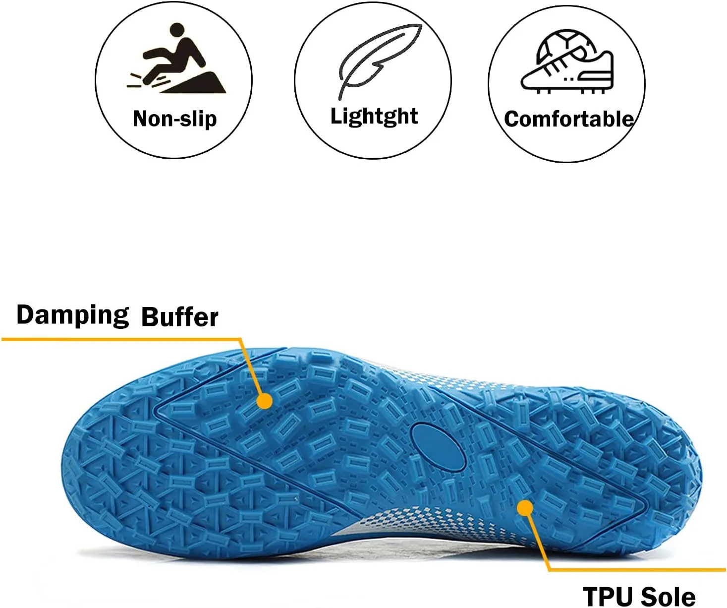 CERYTHRINA Kids Athletic Soccer Shoes Boys Girls Professional Football Shoes Mens Youth Comfortable and Breathable Football Cleats Training Sneakers