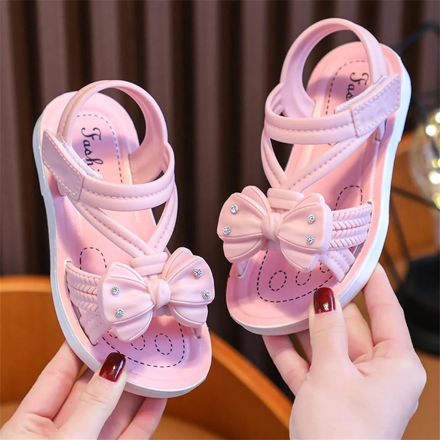 Children Sandals Soft Flat Shoes Fashion Comfortable Flower Sandals Lightweight Baby Princess Sandals Dress Sandal for Girls (Pink, 2 Big Kids)