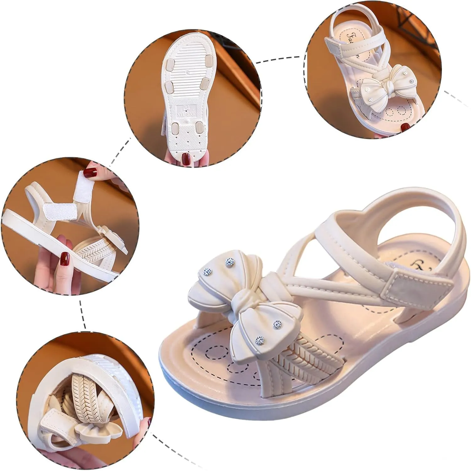 Children Sandals Soft Flat Shoes Fashion Comfortable Flower Sandals Lightweight Baby Princess Sandals Dress Sandal for Girls (Pink, 2 Big Kids)