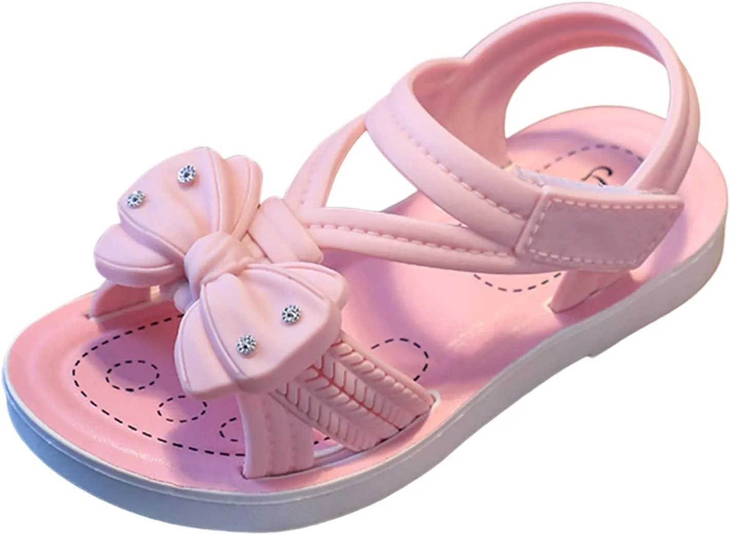 Children Sandals Soft Flat Shoes Fashion Comfortable Flower Sandals Lightweight Baby Princess Sandals Dress Sandal for Girls (Pink, 2 Big Kids)