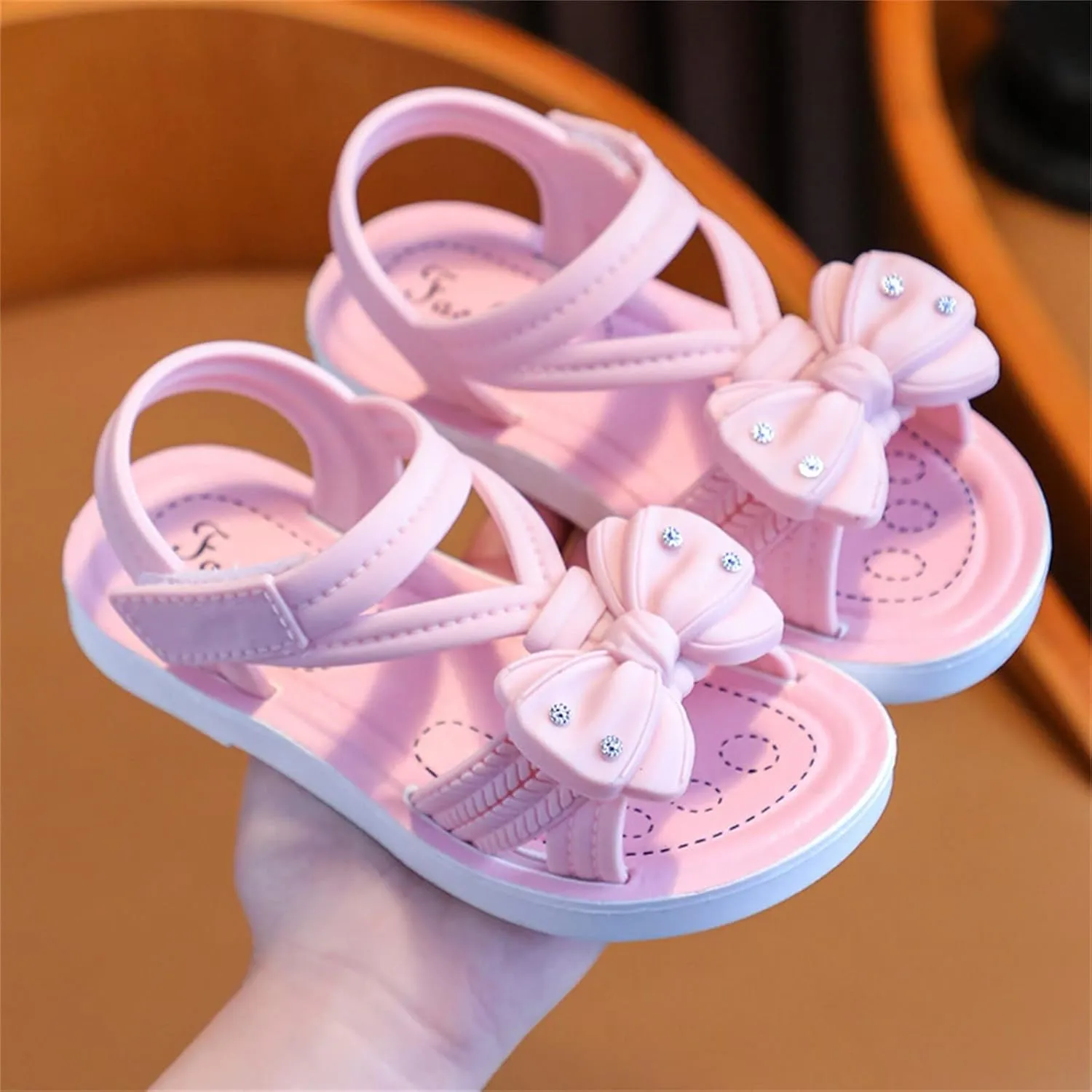 Children Sandals Soft Flat Shoes Fashion Comfortable Flower Sandals Lightweight Baby Princess Sandals Dress Sandal for Girls (Pink, 2 Big Kids)