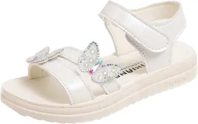 Children Shoes Summer Butterfly Sandals With Diamond Fashion Little Girl Soft Bottom High Heels for Kids Size 13