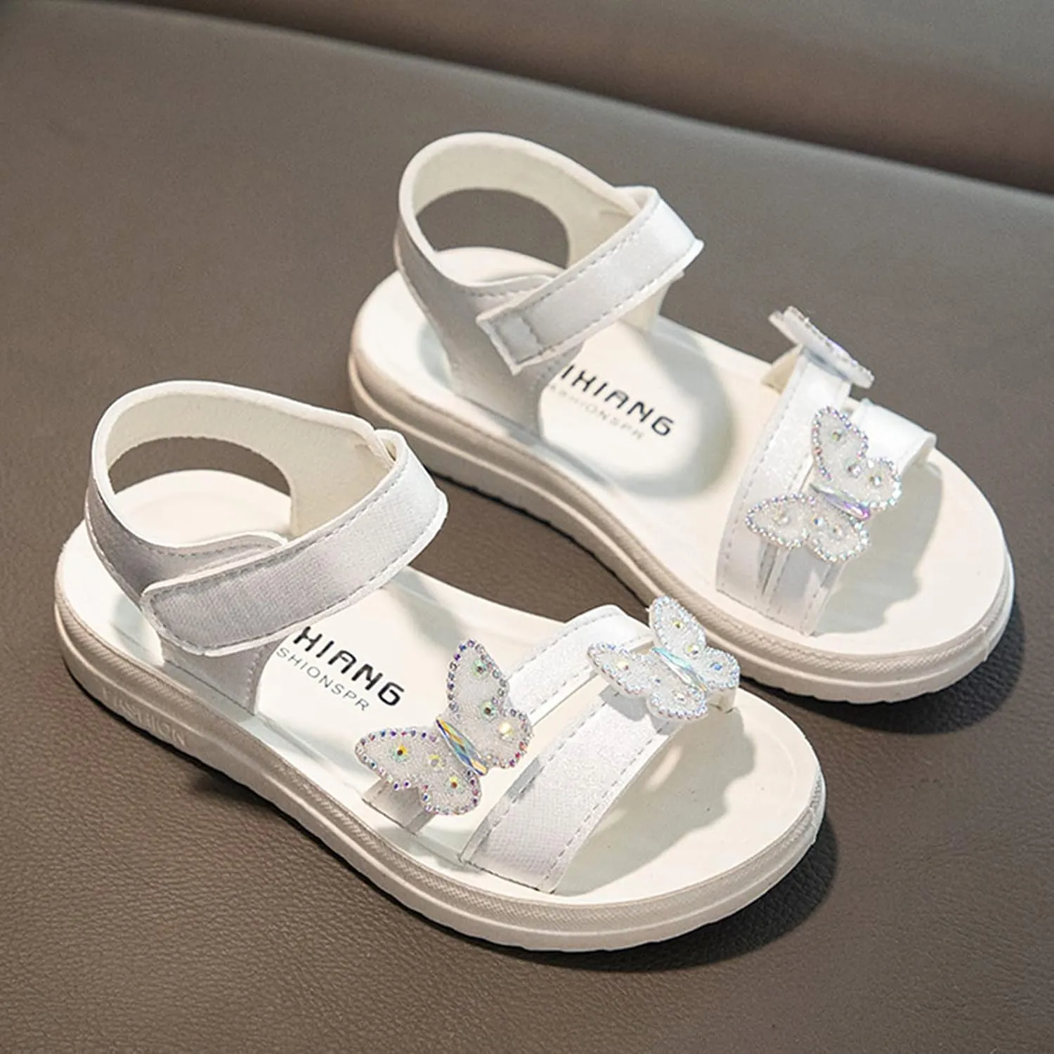 Children Shoes Summer Butterfly Sandals With Diamond Fashion Little Girl Soft Bottom High Heels for Kids Size 13