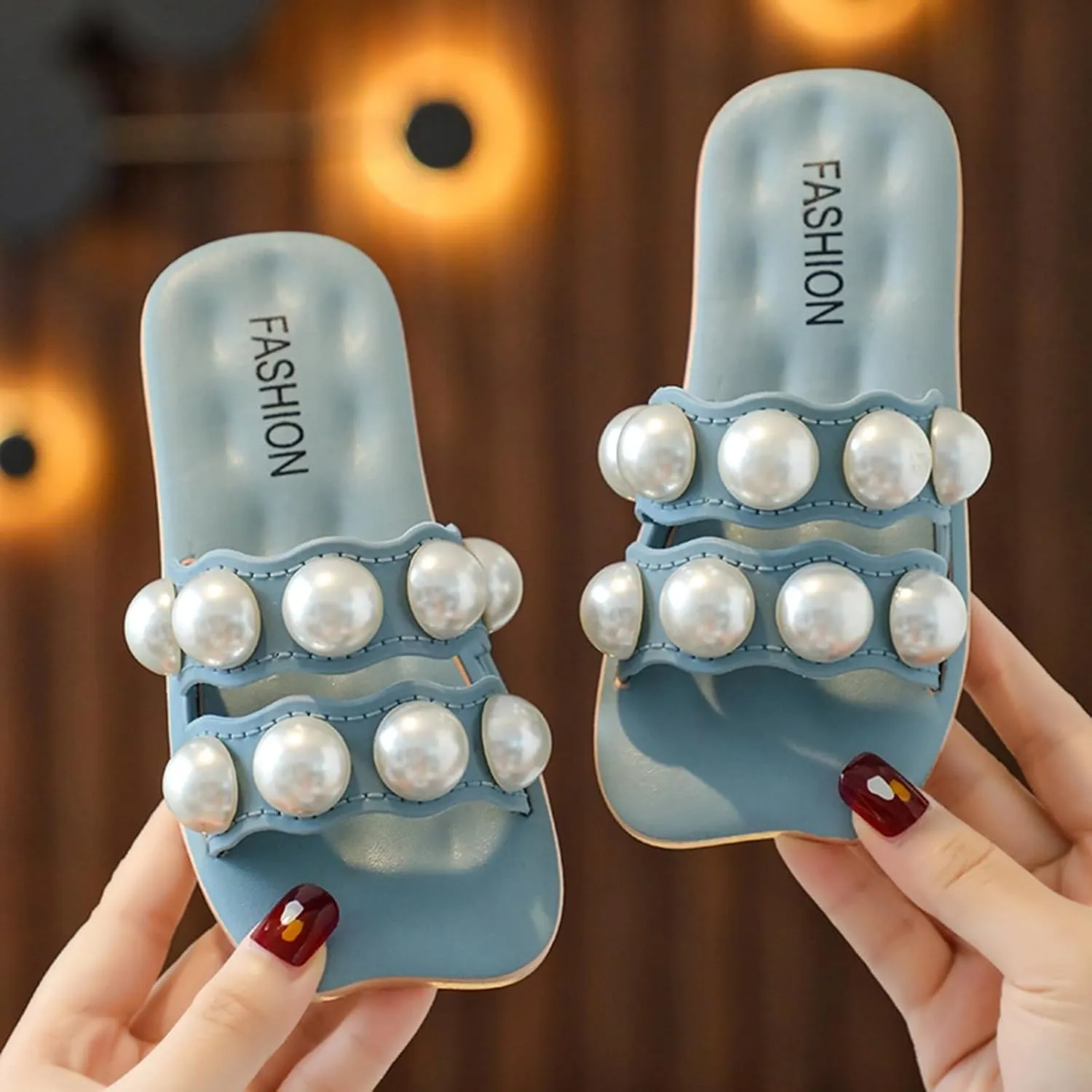 Children Slippers Fashion Summer Beach Sandals Fashion Fairy Big Pearl Slippers Girl Sandals Size 2 Girl Size 2