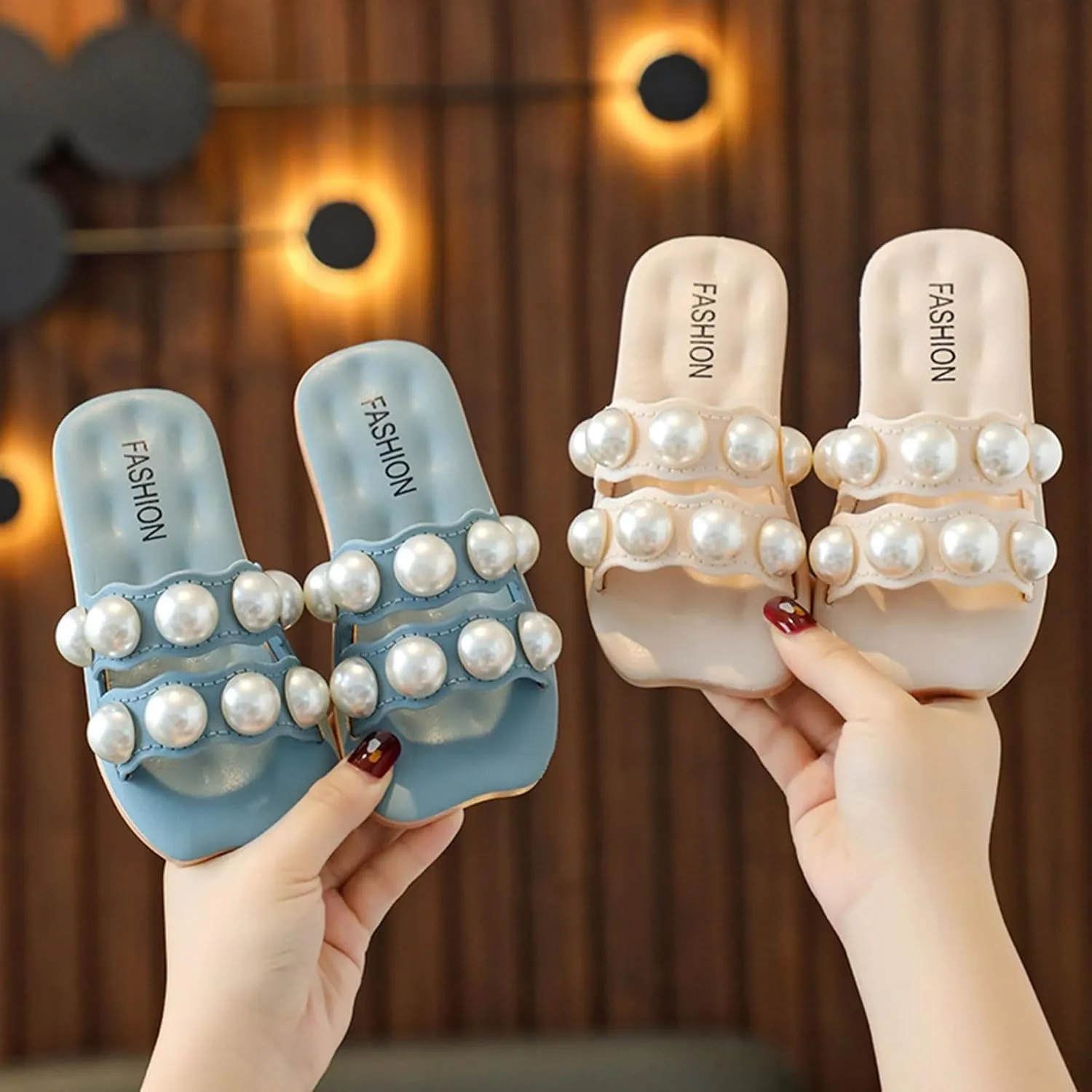 Children Slippers Fashion Summer Beach Sandals Fashion Fairy Big Pearl Slippers Girl Sandals Size 2 Girl Size 2
