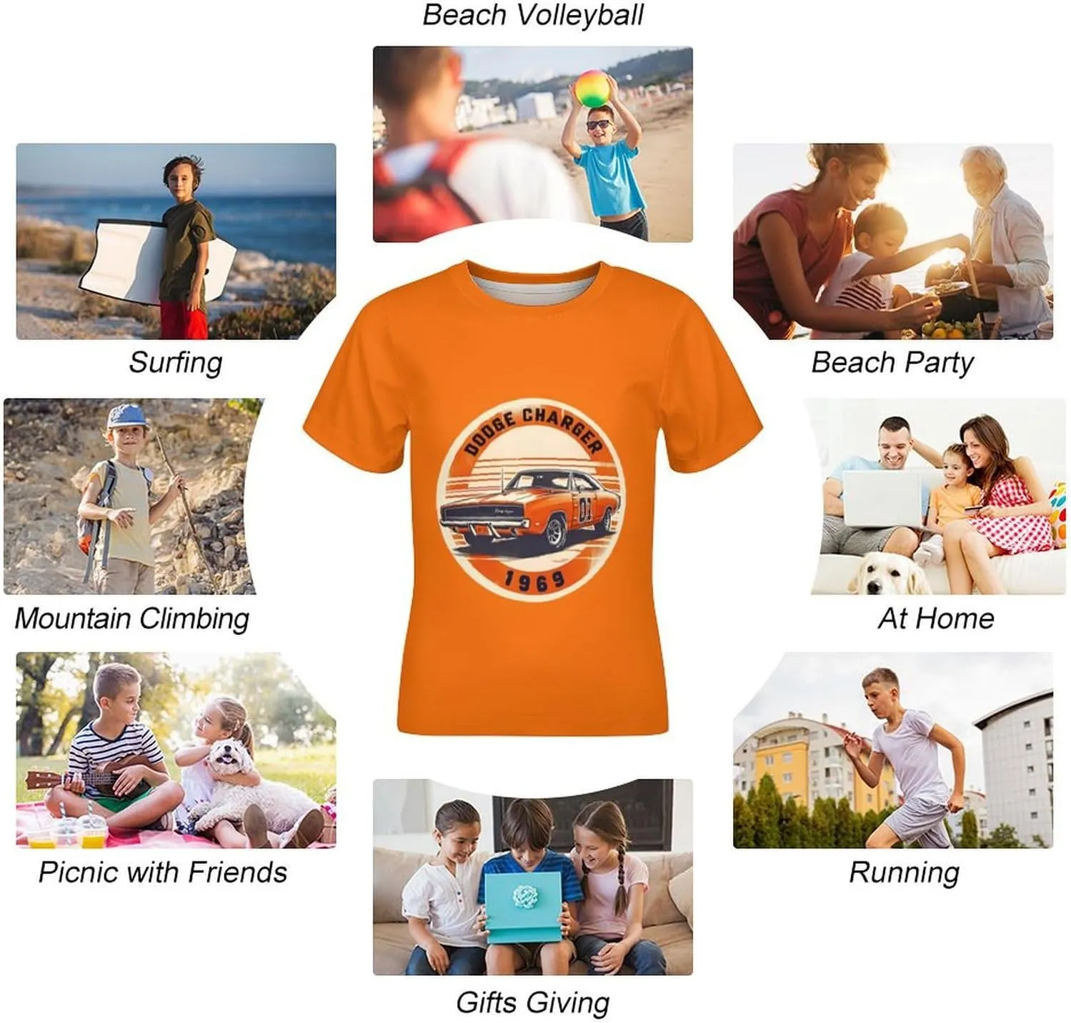 Children's Crew Neck T Shirts Short Sleeve Tee for Hazzard Dukes T Shirts,Vintage Summer T Shirts