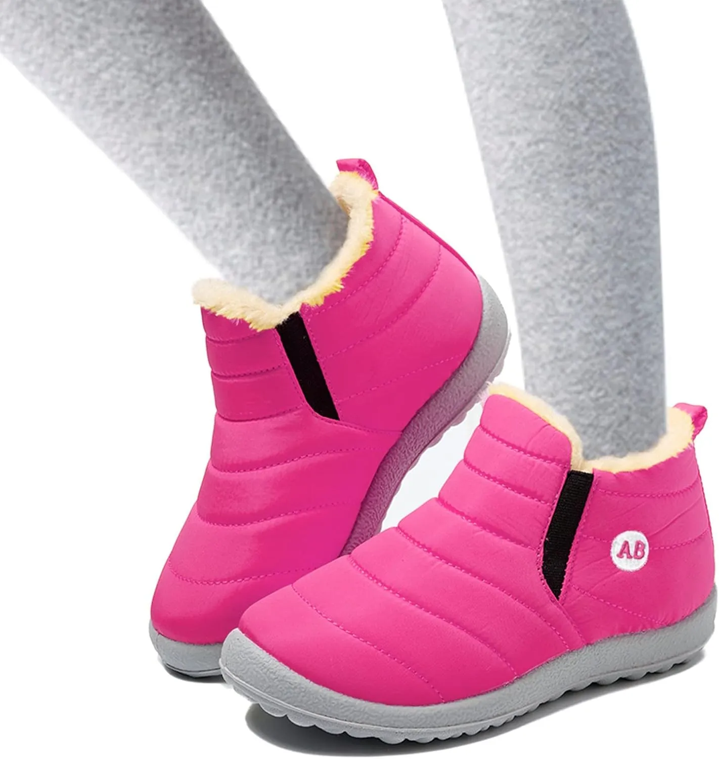 Childrens Winter Fleece Childrens Boots Flat Splashing Fleece Warm Short Tube Snow Boots Leather Kids Boots