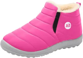 Childrens Winter Fleece Childrens Boots Flat Splashing Fleece Warm Short Tube Snow Boots Leather Kids Boots