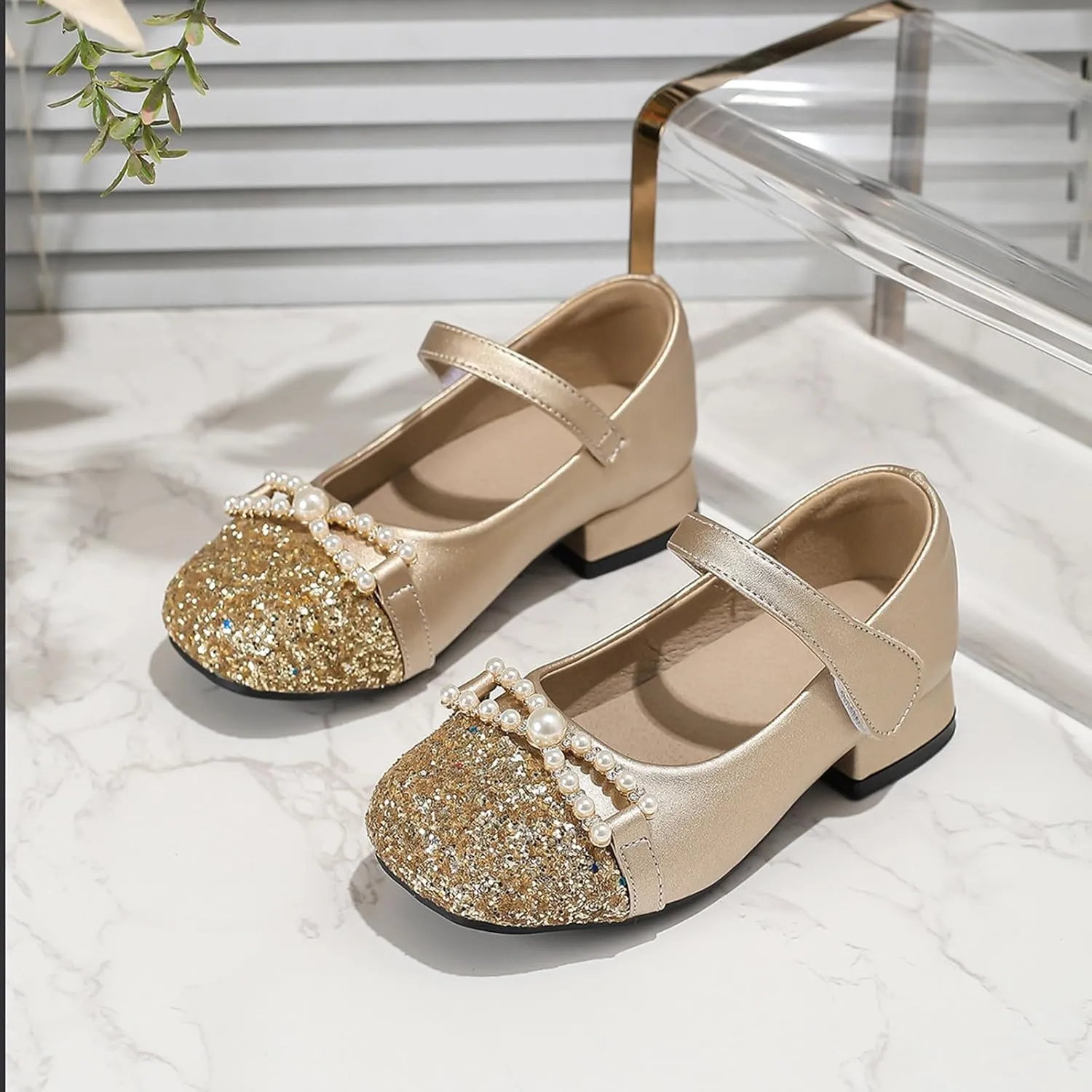 Chunky French Mary Jane Girls High Heel Shoes Summer Shallow Mouth Round Head Versatile Children's Sandals for Girl