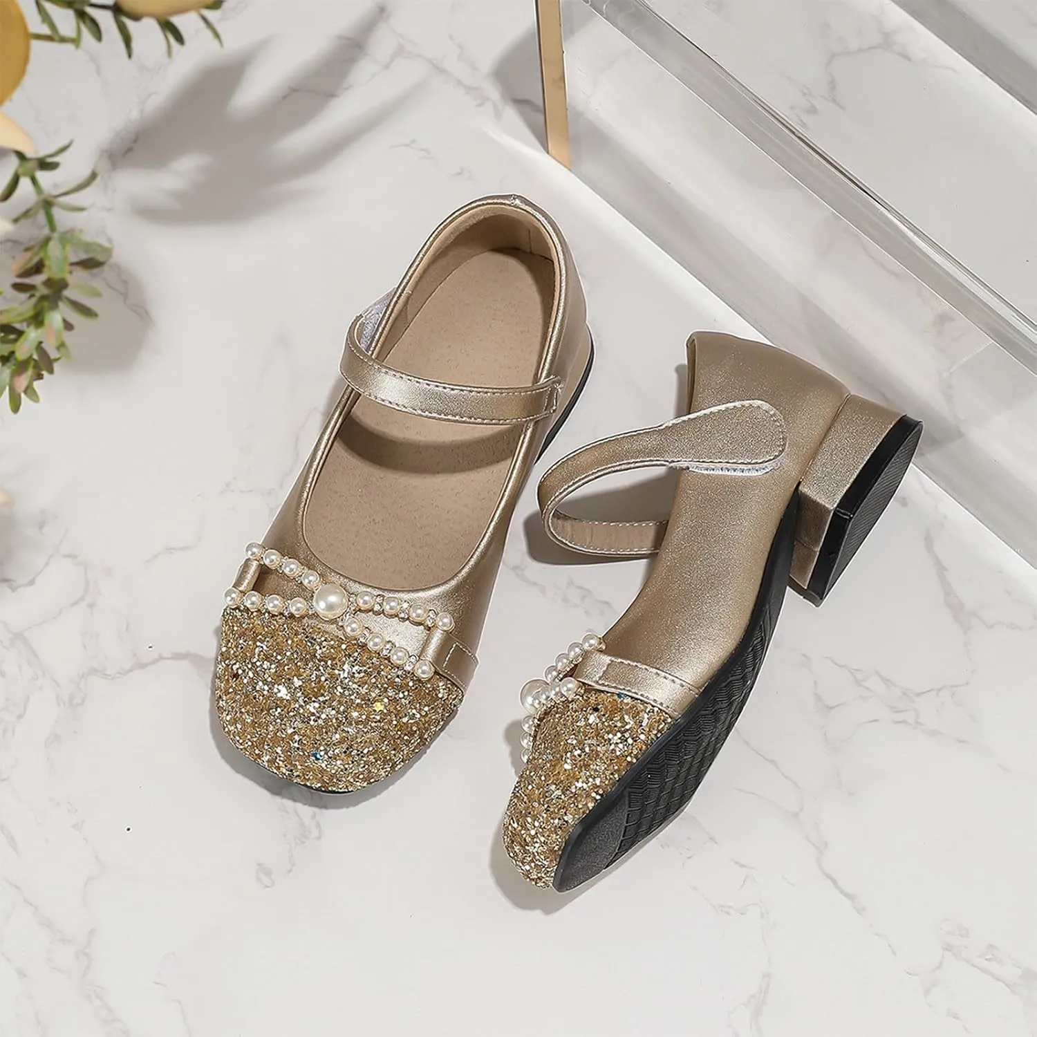 Chunky French Mary Jane Girls High Heel Shoes Summer Shallow Mouth Round Head Versatile Children's Sandals for Girl