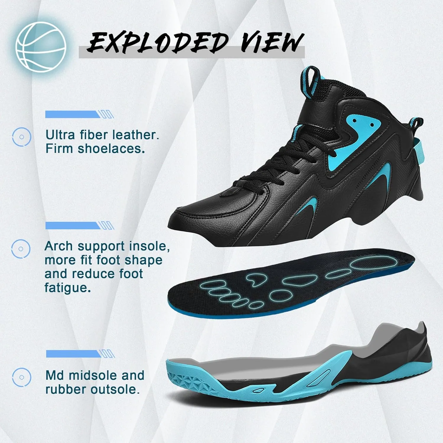 CJSPORX Men's Basketball Shoes Breathable Non-Slip Sneakers Fashionable Sports
