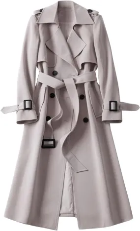 Classic Belted Lapel Overcoat Outwear Long Womens Jacket Overcoat Women'S Coat Womens Fall Fashion Winter Trench