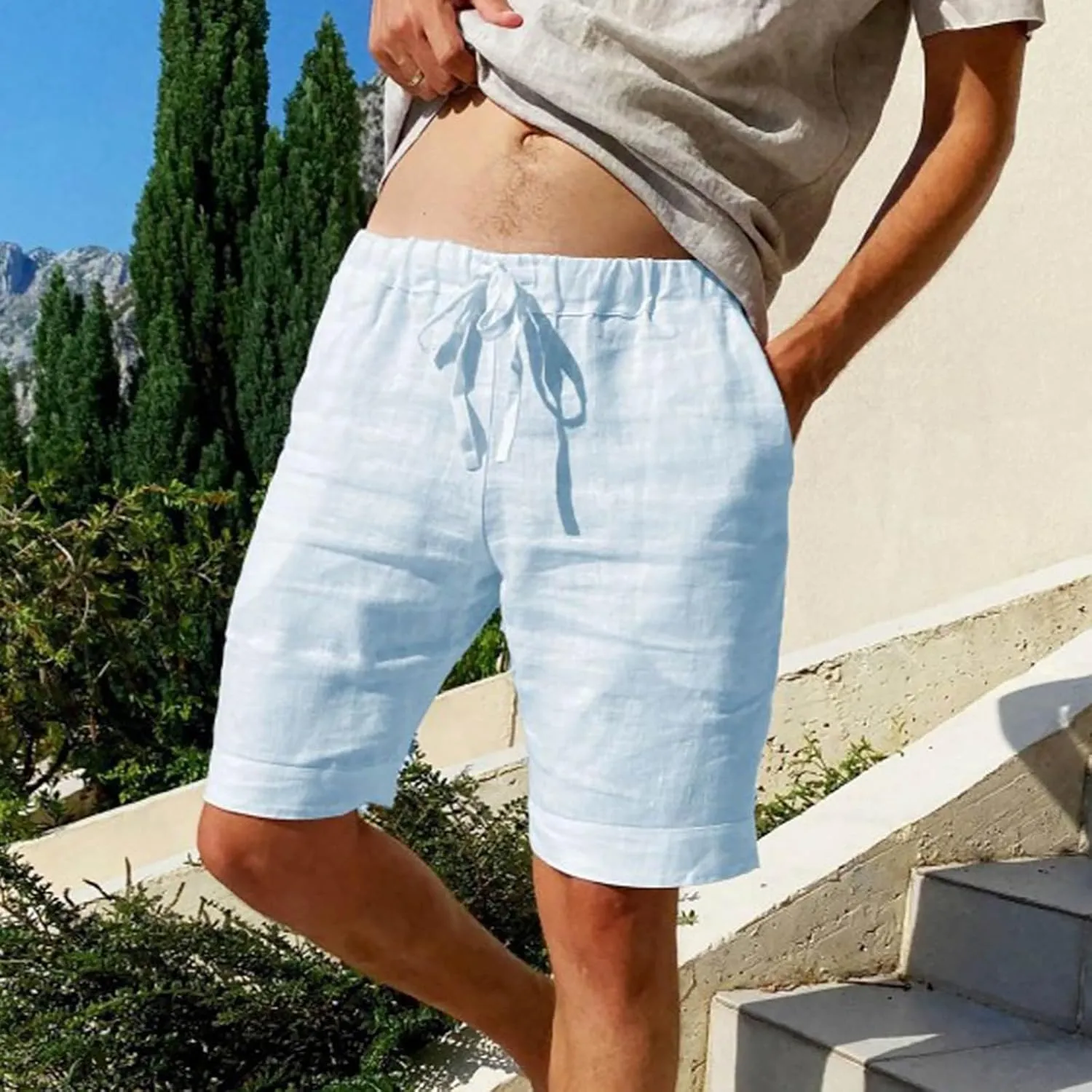 Compression Shorts Men with Pocket Mens Hiking Cargo Shorts Lightweight Casual Stretch Shorts Outdoor Fishing Golf Shorts