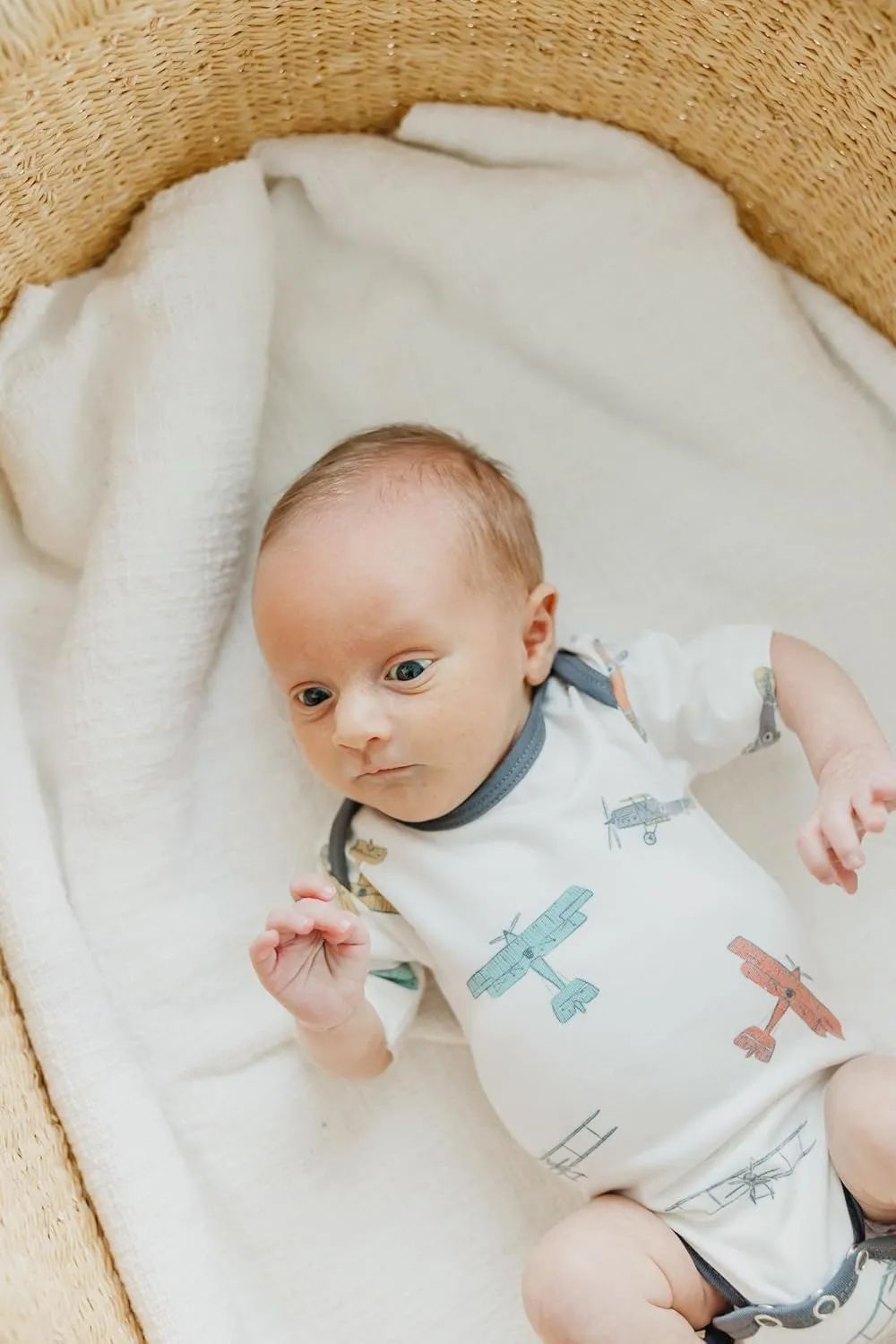 Copper Pearl Short Sleeve Bodysuit Baby: Ultra Soft Bodysuits for Newborns, Boys, Girls, and Infants - Stylish, Comfortable, Overlap Shoulders, Premium Knit Fabric - Ace, 0-3 Months