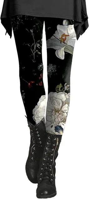 Cotton Flare Printed Leggings for Women Womens Patterned Tights Leggings for Running Women Non Slip