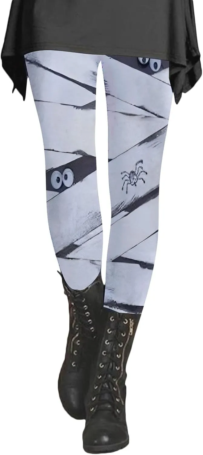 Cotton Leopard Print Leggings for Women Womens Pants Casual High Waisted Leggings Tummy Control Pockets