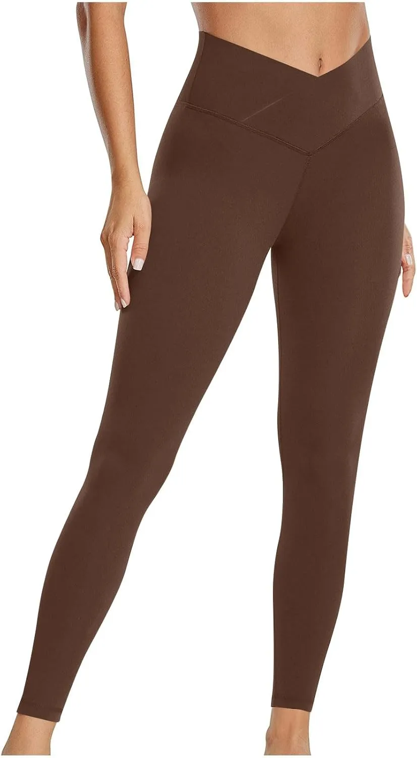 Crossover Leggings for Women High Waist Tummy Control Leggings Compression Workout Leggings Lightweight Yoga Pants