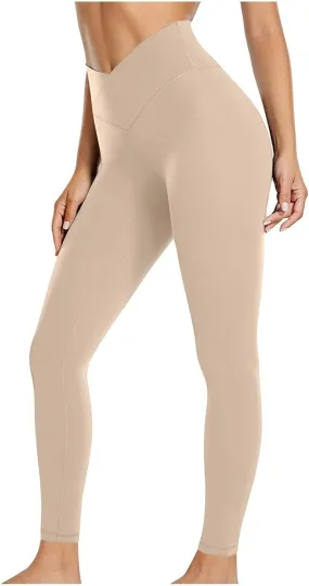 Crossover Leggings for Women High Waist Tummy Control Leggings Compression Workout Leggings Lightweight Yoga Pants