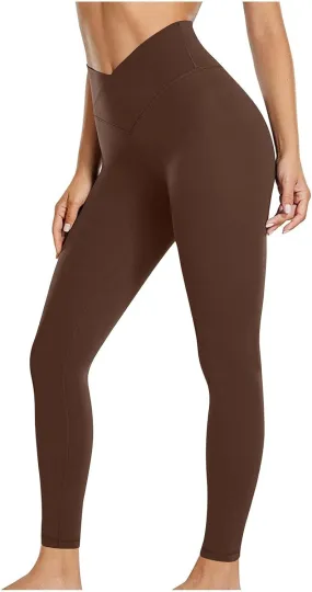 Crossover Leggings for Women High Waist Tummy Control Leggings Compression Workout Leggings Lightweight Yoga Pants