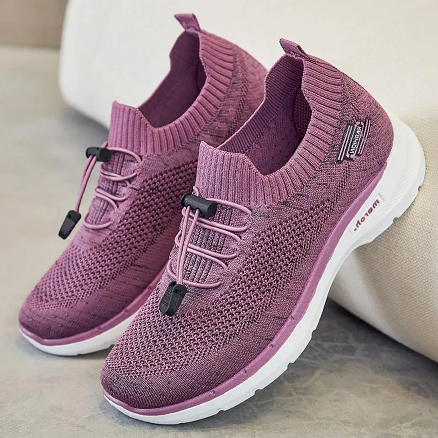 CsgrFagr Women Breathable Lace Up Shoes Flats Casual Shoes Unisex Lightweight Work Shoes Sporty Breathable Slip Work Trainers Womens River Shoes (Purple, 7.5)