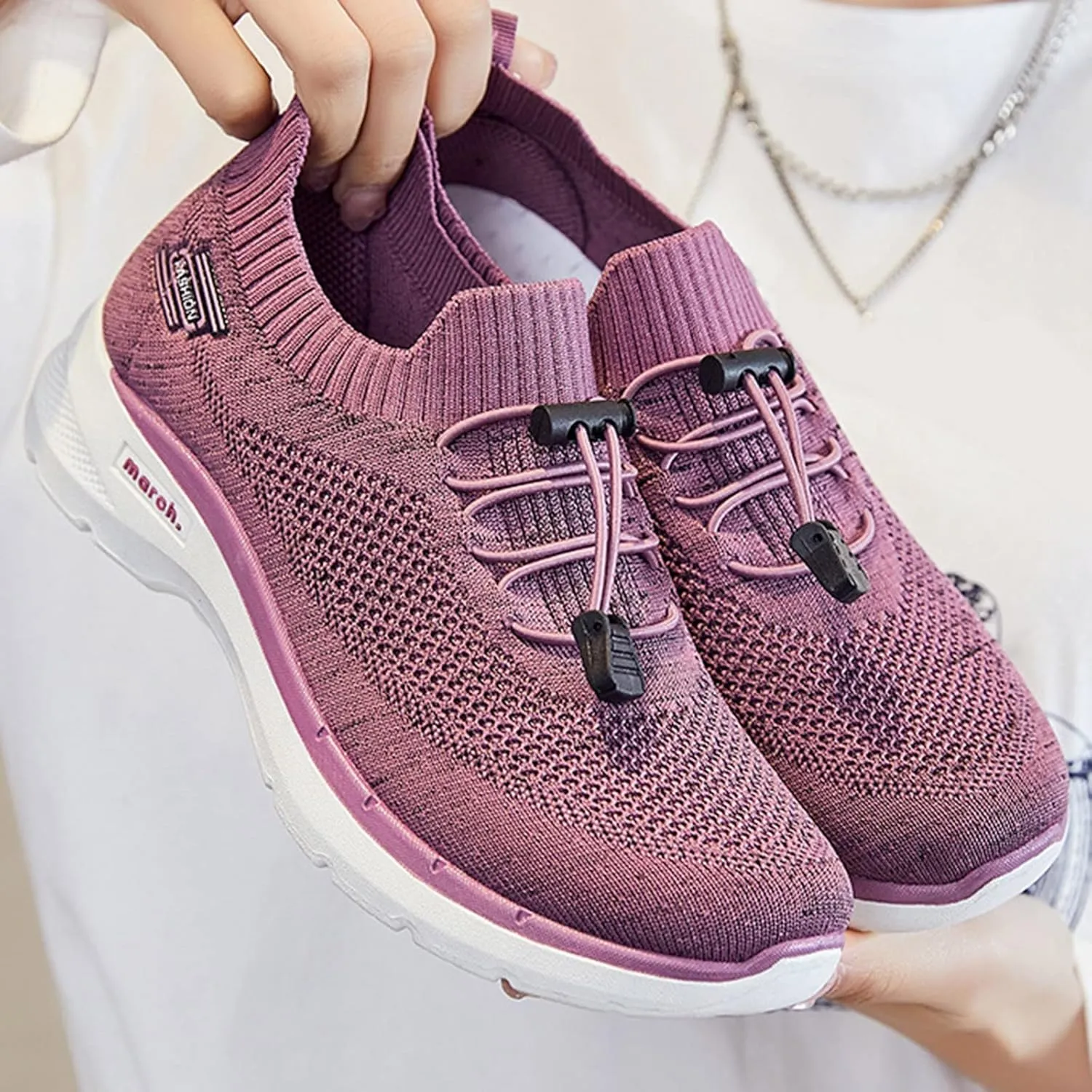 CsgrFagr Women Breathable Lace Up Shoes Flats Casual Shoes Unisex Lightweight Work Shoes Sporty Breathable Slip Work Trainers Womens River Shoes (Purple, 7.5)